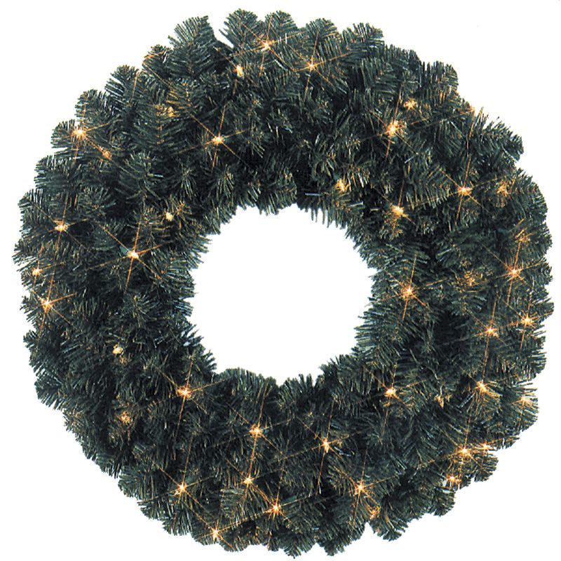 sequoia fir wreath lit with tiny white lights